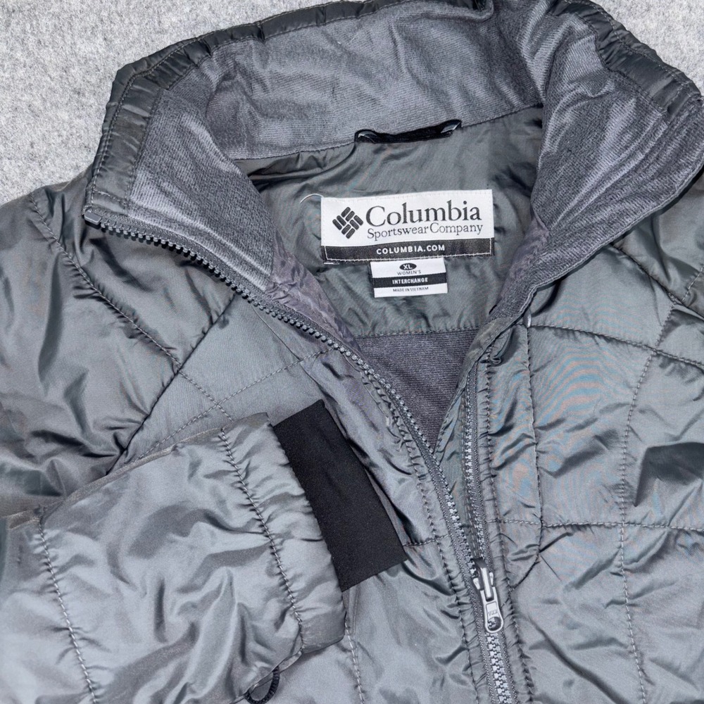 Columbia Interchange Jacket Womens XL Gray Quilted Full Zip Liner Puffer Outdoor